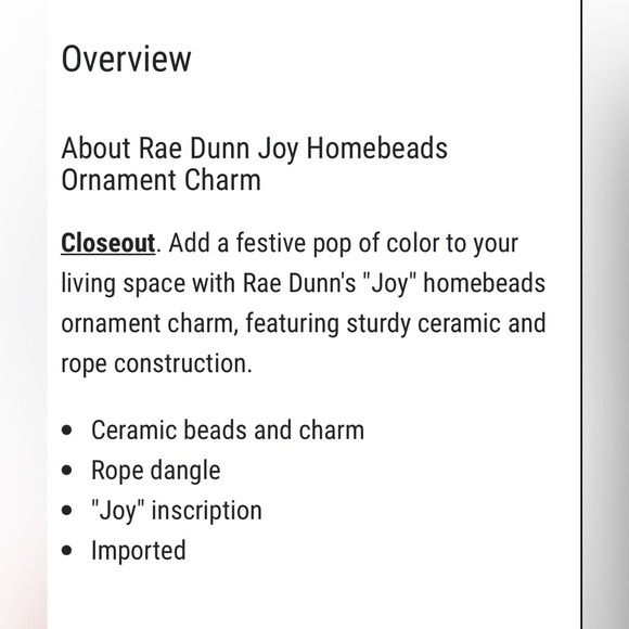 Rae Dunn JOY home beads with ceramic tree ornament charm garland - Picture 5 of 7